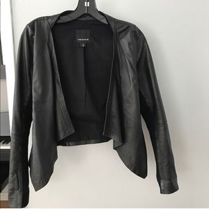 Trouve drape waterfall cascade leather jacket